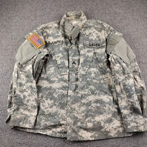 US Army Military Jacket Mens Small X-Short ACU Digital Camo Combat Uniform Patch
